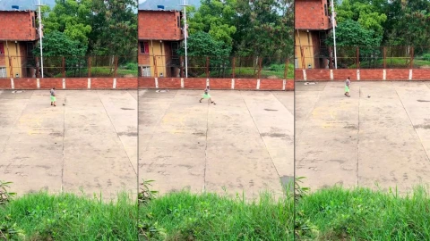 Abuelita juega fútbol