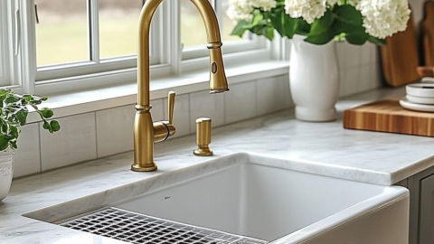 Fregadero con toques dorados