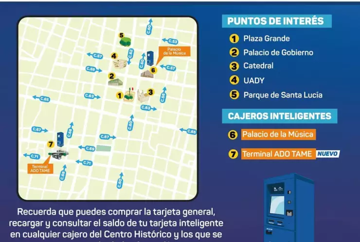 Instalan cajeros inteligentes en el Centro Histórico de Mérida