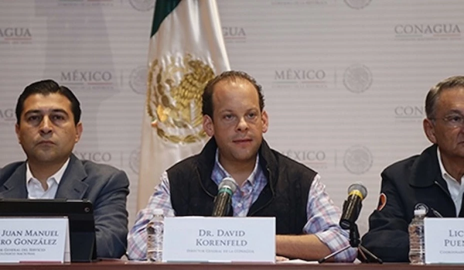 El director general de la Conagua, David Korenfeld Federman ofreció una conferencia para detallar la situación en Baja California sur por el huracán Odile