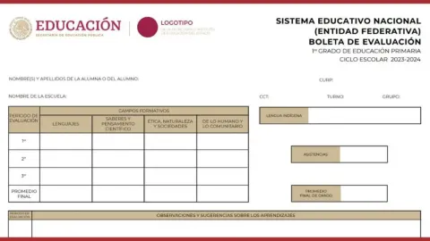 Así son las nuevas boletas de la SEP con la Nueva Escuela