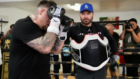 Andy Ruiz en entrenamiento para pelea ante Luis Ortiz