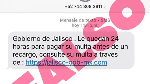 ¡No caigas! Alertan sobre mensajes falsos por multas en Jalisco
