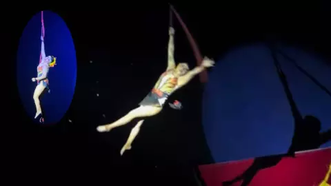 Video sensible: Así fue el momento exacto en que acróbata aérea convulsiona en plena función en circo ¡Quedó colgada!