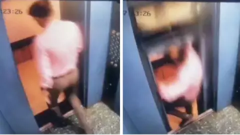Captan momento en que hombre casi es aplastado por un elevador en movimiento; sufrió graves heridas (VIDEO)