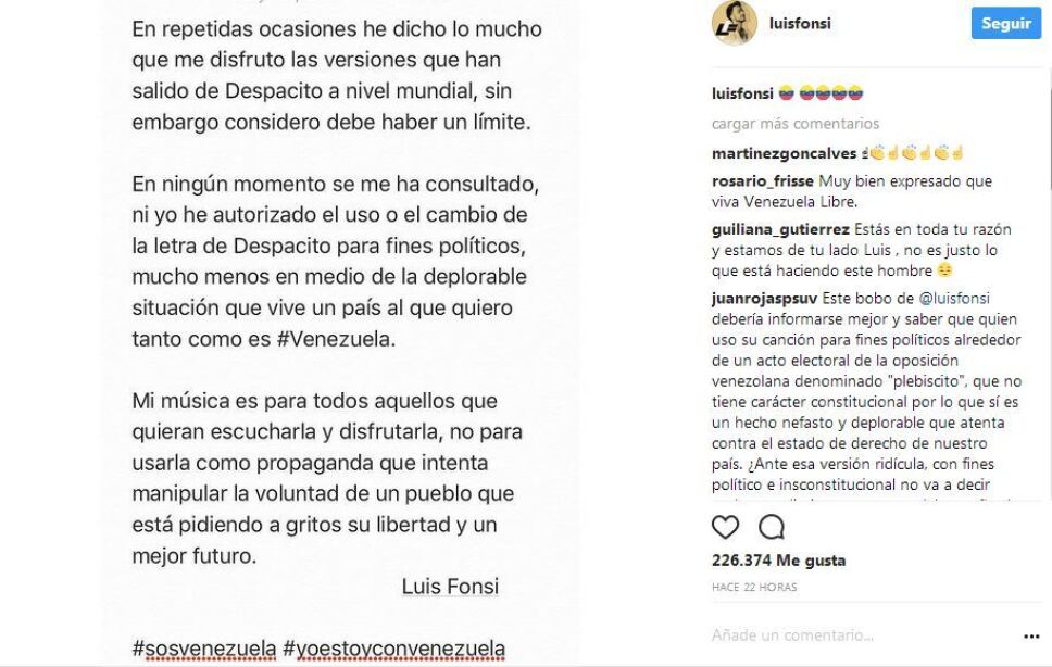 Luis Fonsi Y Daddy Yankee Arremeten Contra Version De Maduro De Despacito Sube, sube, sube sube, sube. adn40