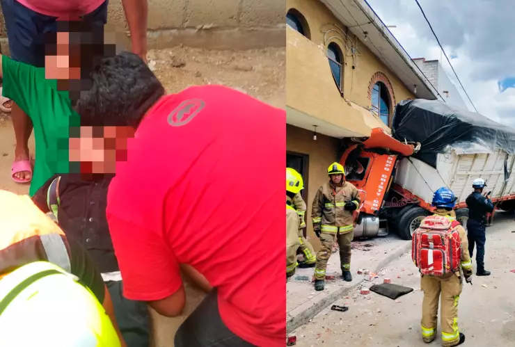 Tráiler sin sin frenos en en San Antonio de la Cal Oaxaca