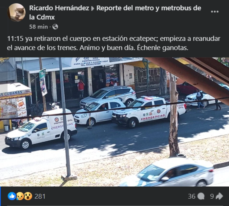 Ambulancias se llevan cuerpo de persona arrollada por tren en la Línea B