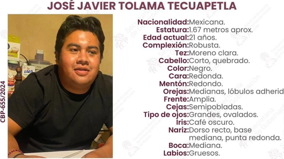 Desaparece el joven José Javier Tolama Tecuapetla en San Andrés Cholula