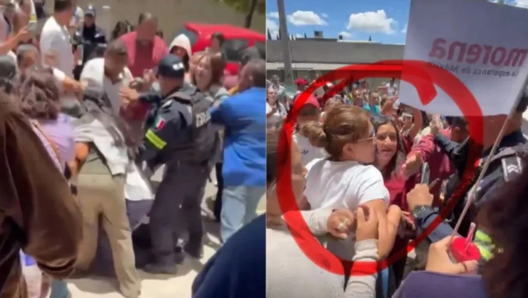 Riña campal se desata en asamblea de senadora de Morena, Mariela Gutiérrez