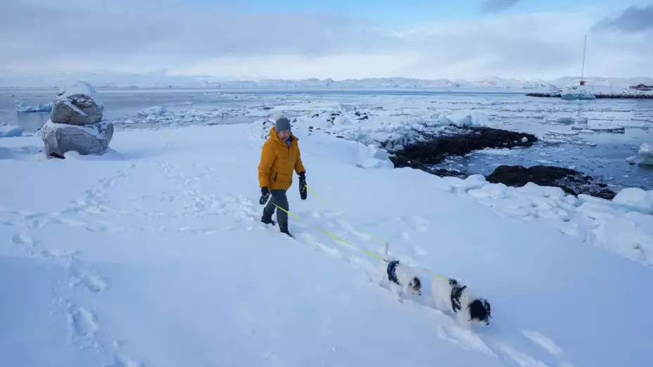 Hielo en una playa en Nuuk, Groenlandia.
