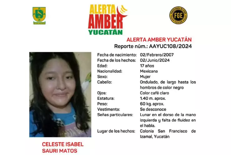 ¿La has visto_ Con Alerta Amber buscan a la menor Celeste Sauri en Yucatán