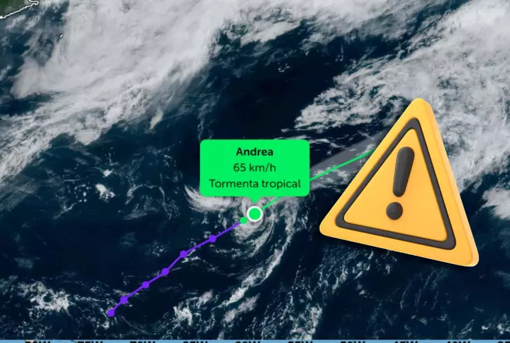 ubicación y trayectoria de la tormenta tropical andrea