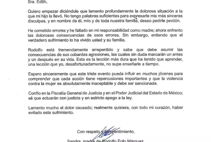Filtran supuesta carta de la madre de Fofo Márquez tras ser vinculado a proceso