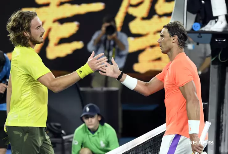 Stefanos Tsitsipas y Rafael Nadal