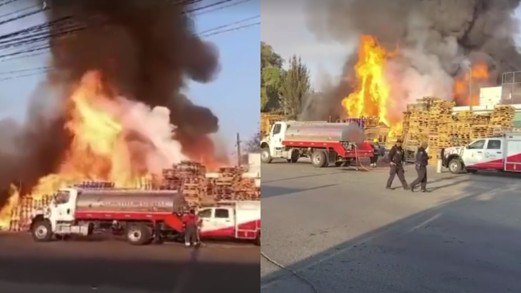 Incendio en tarimera de Cuautitlán Izcalli moviliza a cuerpos de emergencia del Edomex