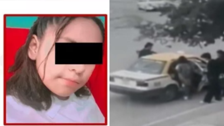 Guadalupe Limón en una imagen con los ojos tapados y una imagen donde la joven sube a un taxi