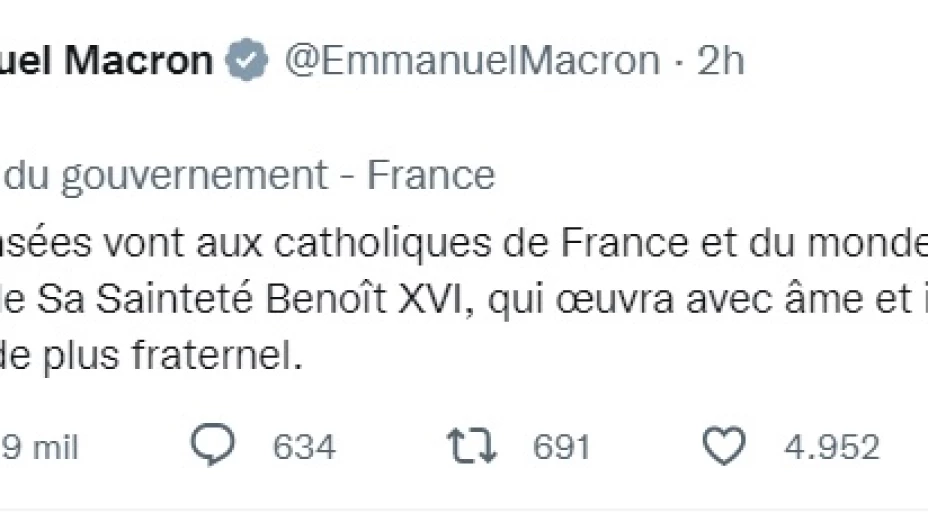emmanuel macron despide benedicto xvi