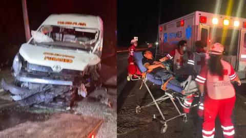 Choque carretera federal 307, entre van y un tráiler, deja al menos 16 heridos