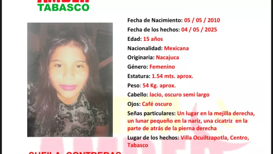 Sheila Contreras Alerta Amber Tabasco