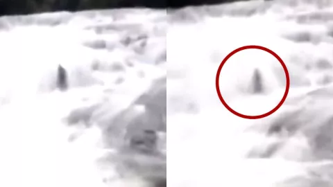 Captan extraña figura saliendo de una cascada en Brasil