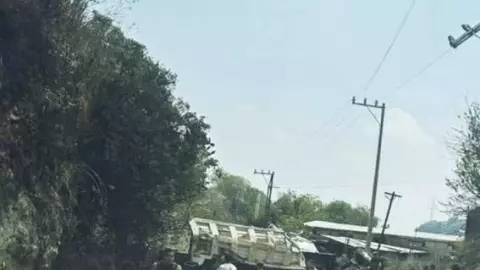 Tragedia: camión vuelca y aplasta auto, hay 4 muertos