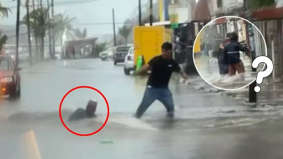 Ciudadanos lograron rescatar al adulto mayor que fue llevado por la corriente