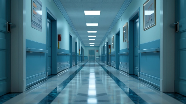 Un pasillo de hospital.