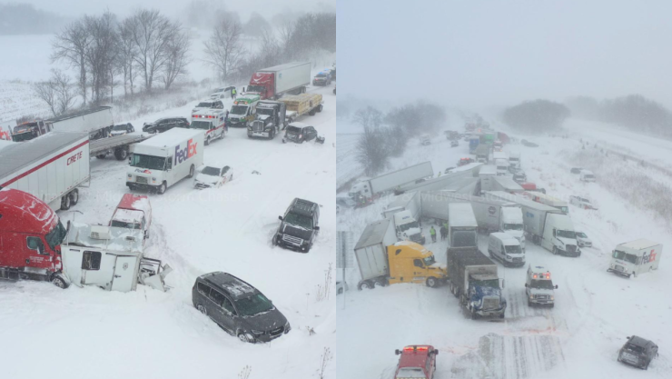 Carambola de coches en la nieve