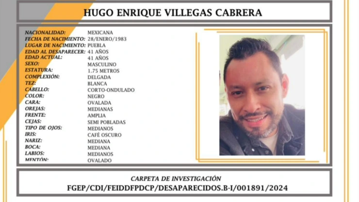 Hugo Enrique Villegas Cabrera desaparecido Puebla