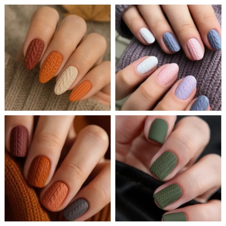 diseños de uñas efecto suéter
