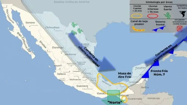 Clima 5 de noviembre para la Península de Yucatán Frente Frío No.7.jpg