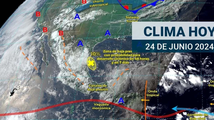 Clima hoy lunes 24 de junio. Lluvias torrenciales en Nuevo León, Tamaulipas, San Luis Potosí y Veracruz.