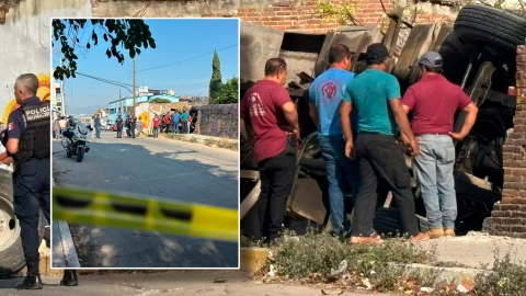 Volteo choca contra vivienda en la Avenida El Palmar y Calzada El Pensil