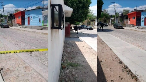 Tres fotos de un vecindario con una patrulla de policía.