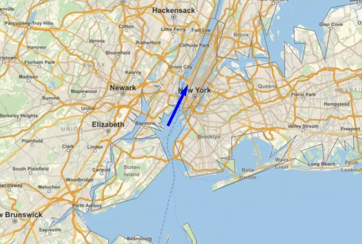 La trayectoria visible del meteorito, según la NASA