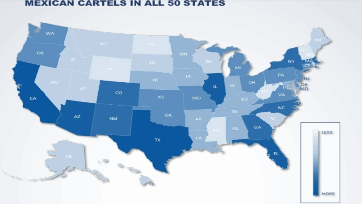 El mapa donde muestra la presencia de los cárteles.