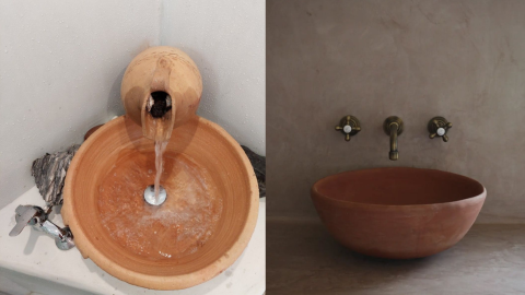 Lavabo rústico de barro