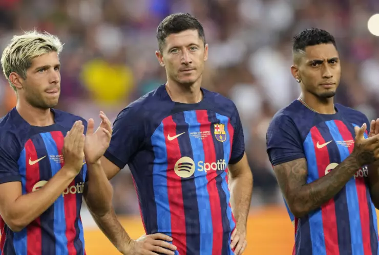 Robert Lewandowski en la presentación del Barcelona