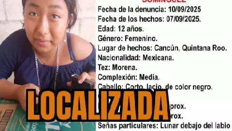 ¡IMPORTANTE! Localizan con vida a Kendra Guadalupe Metelin Domínguez, menor de 12 años, desaparecida en Cancún