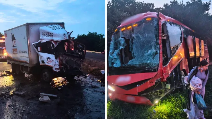 Autobús y tractocamión se accidentan en la autopista Cosamaloapan-La Tinaja