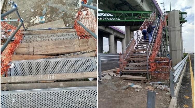 Reportan robo de escaleras en la autopista México-Puebla.