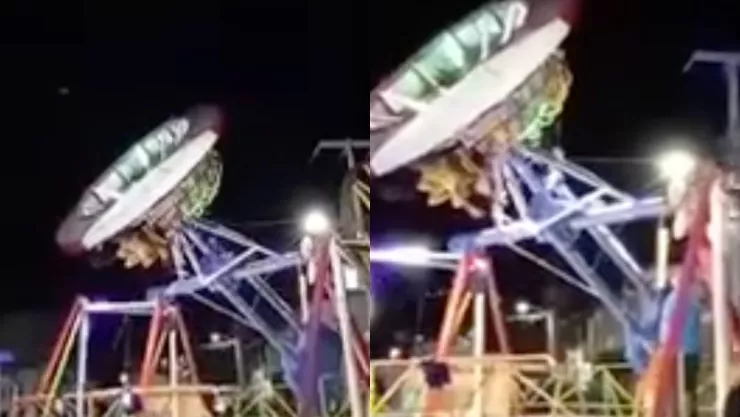 Juego mecánico deja de cabeza a varias personas luego de una falla eléctrica