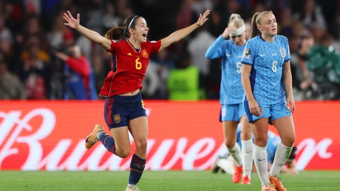 Aitana Bonmatí festeja gol de España en la final del Mundial