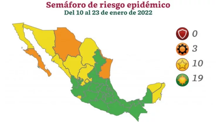 Semáforo COVID: 19 estados en verde, 10 en amarillo y 3 en naranja