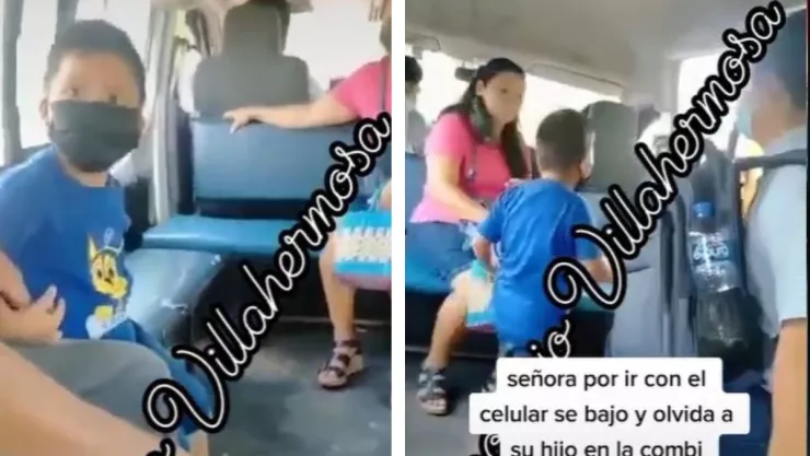 Por ir en el celular, señora olvida a su hijo en el taxi.