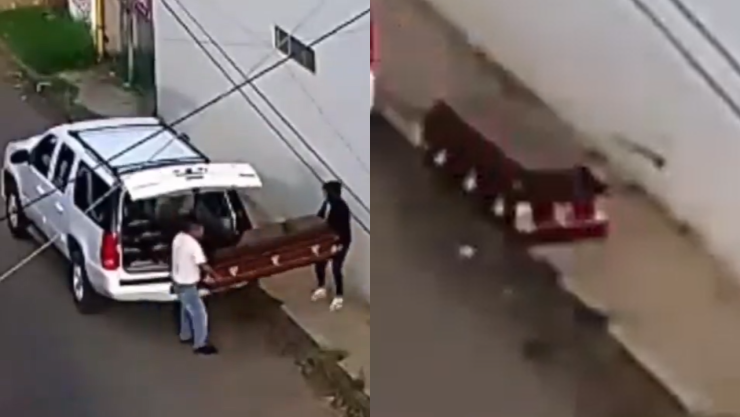 Así abandonaron un ataúd con un cuerpo al lado del aeropuerto de Uruapan, Michoacán; esto dijeron las autoridades | VIDEO