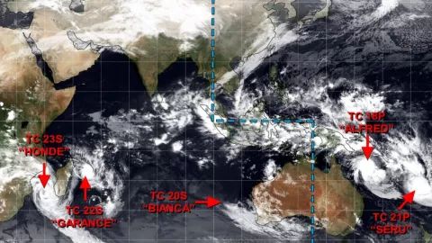 Tormentas tropicales en el Océano Pacífico Sur