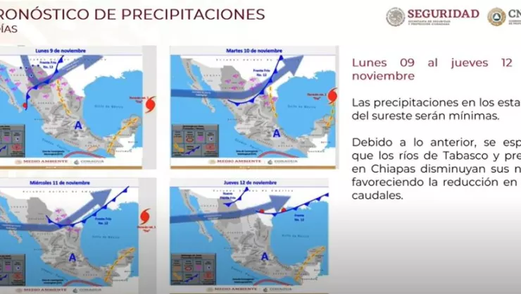 Pronóstico de lluvias para Tabasco