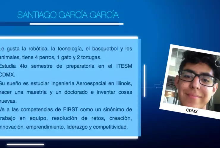 Equipo mexicano del Mundial de Robótica, Santiago García